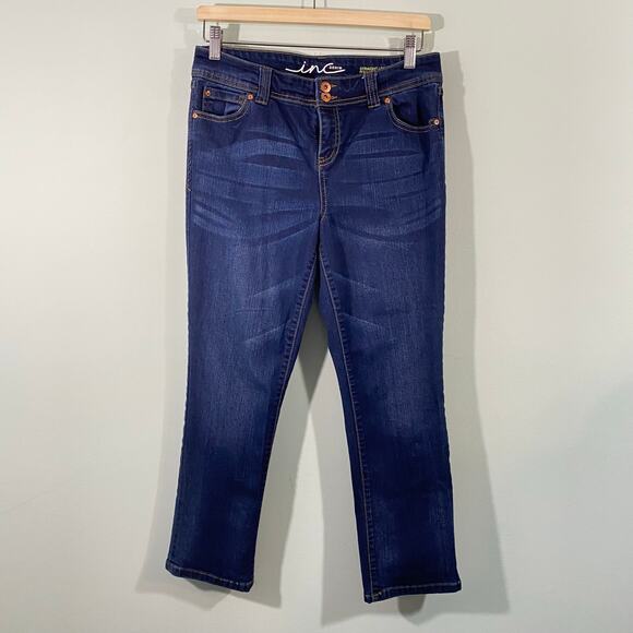 INC International Concepts Denim - INC International Concepts Blue Med Wash Straight Leg Reg Fit Crop Jeans Size 8P